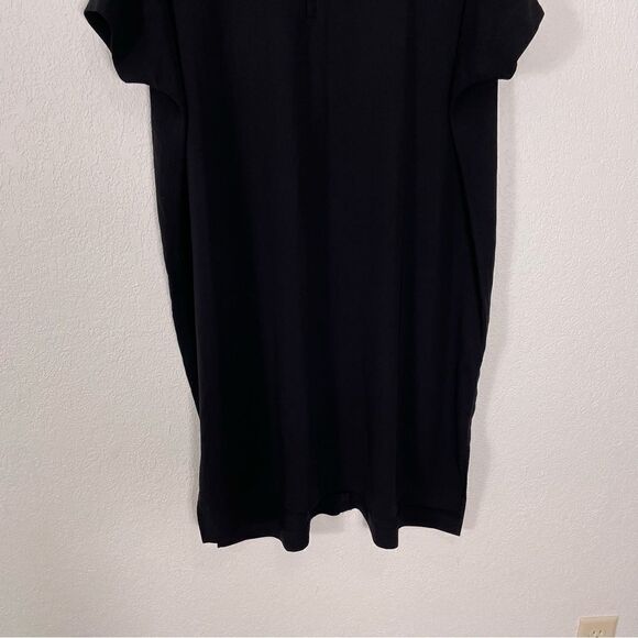 James Perse Black Collared Short Sleeve Little Zip Front Shirt Dress - Picture 4 of 8